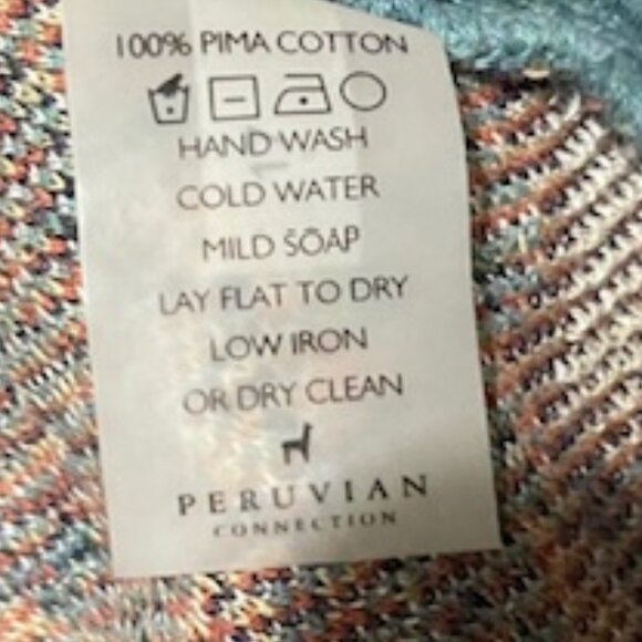 Peruvian Connection Large Pima Cotton Button Down Floral Knit Cardigan Sweater - Picture 6 of 6